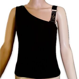 New Look asymmetrical tank top w/studs leather vtg 90s